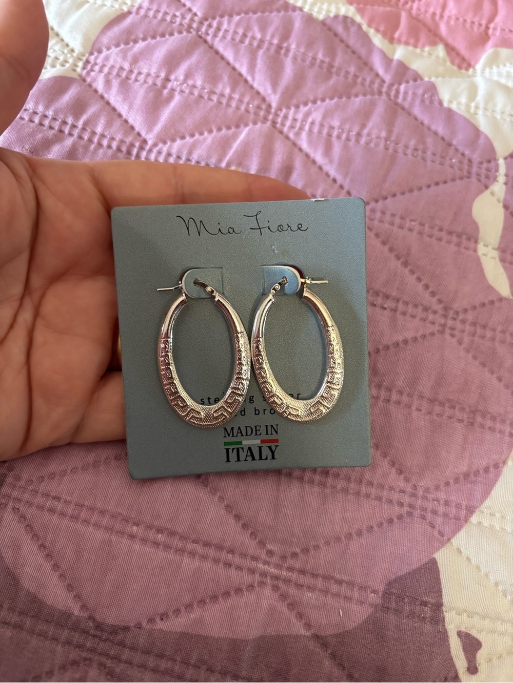 Gold Textured Oval Hoop Earrings